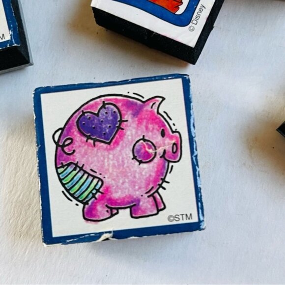 Mini Stamps Assorted 10 Pieces Duck Pooh Piggy Heart Shell Heart Gift Stamping - Picture 2 of 13